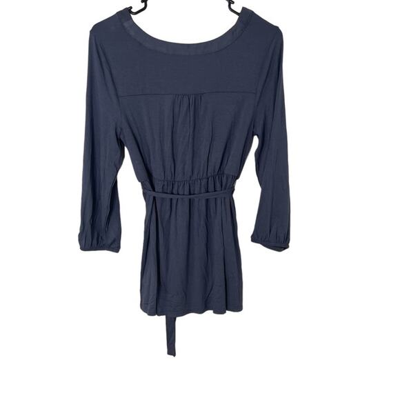 Isabel Maternity Women’s Blue-Gray Stretchy Knit V Neck Casual Career Blouse NWT - Picture 2 of 3